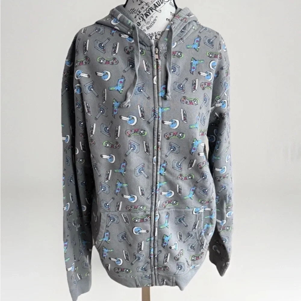 Vintage Y2K Loyal Army Hoodie Zip Video Game Controller Print Sweater Jacket M